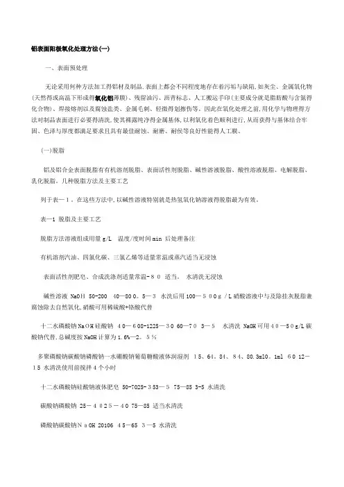 铝表面阳极氧化处理方法