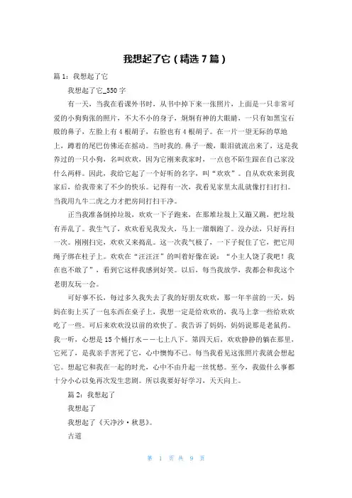 我想起了它(精选7篇)