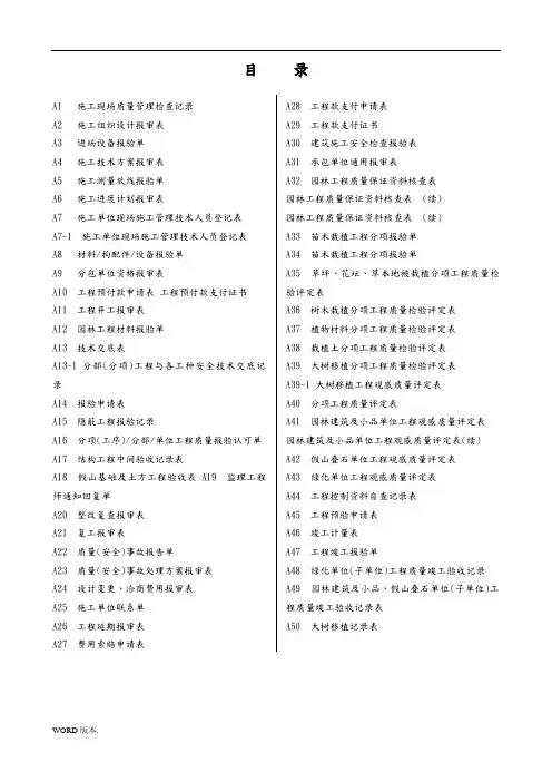 市政园林施工表格(大全)
