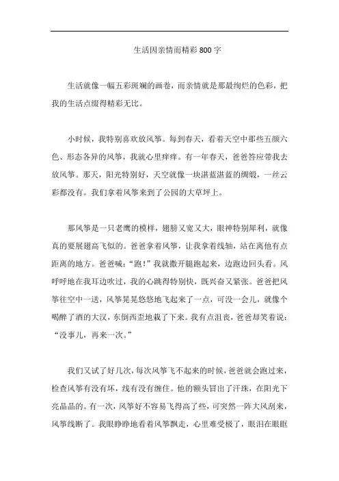 生活因亲情而精彩800字