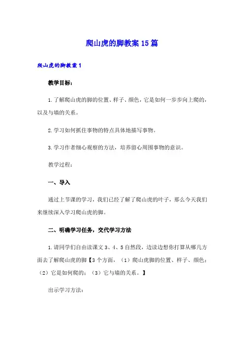 爬山虎的脚教案15篇