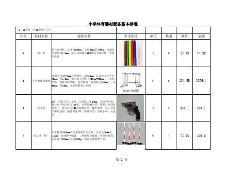 小学体育教学设备配置标准