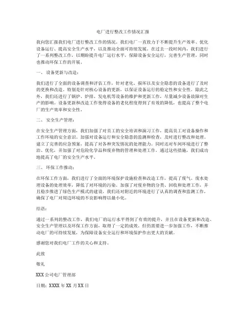 电厂进行整改工作情况汇报