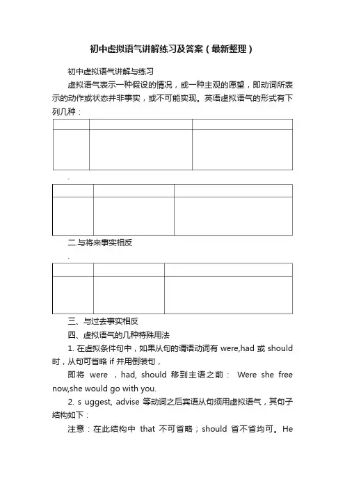 初中虚拟语气讲解练习及答案（最新整理）