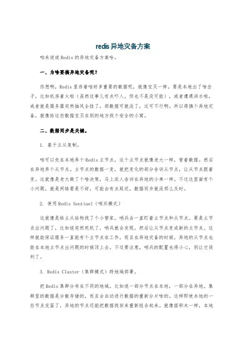 redis异地灾备方案