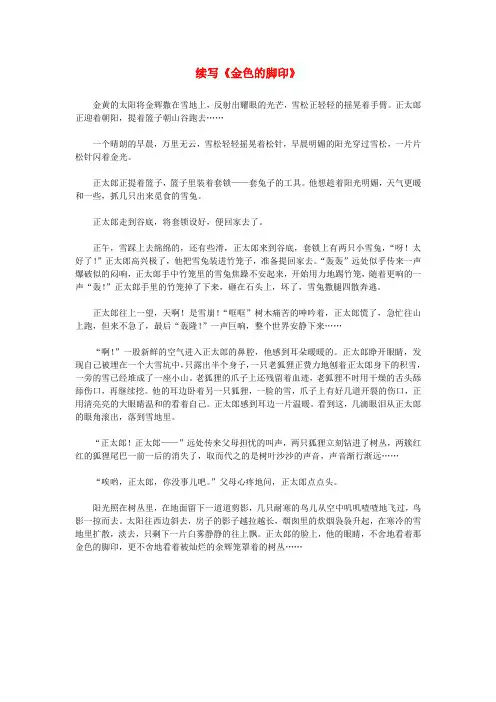小学语文作文 续写《金色的脚印》