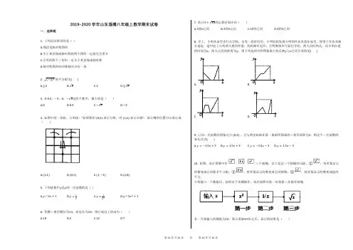 2019-2020学年山东淄博八年级上数学期末试卷