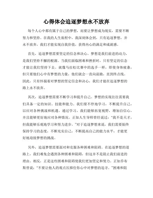 心得体会追逐梦想永不放弃