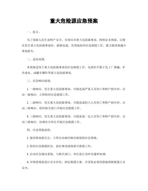 重大危险源应急预案