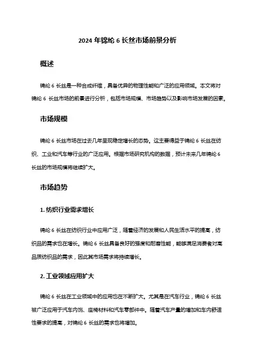 2024年锦纶6长丝市场前景分析
