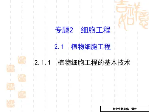 人教版高中生物高二选修三2.1.1《植物细胞工程的基本技术》ppt精讲课件[]