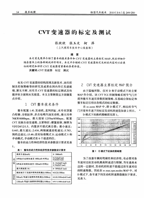 CVT变速器的标定及测试