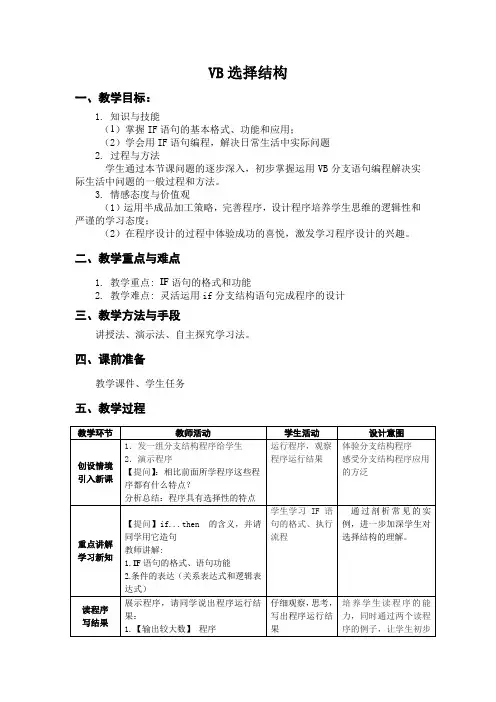VB选择结构