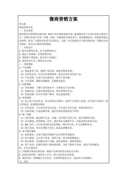 微商营销方案