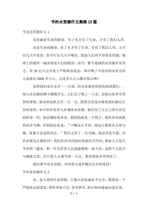 节约水资源作文集锦15篇