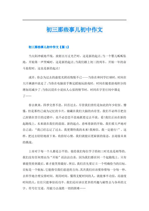 初三那些事儿初中作文