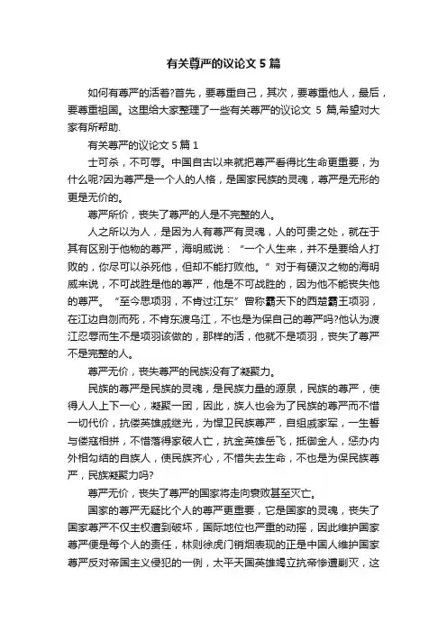 有关尊严的议论文5篇