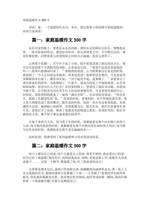 家庭温暖作文500字