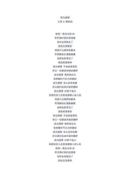 因为爱情 歌词