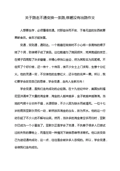 关于路走不通便换一条路,停邂没有出路作文