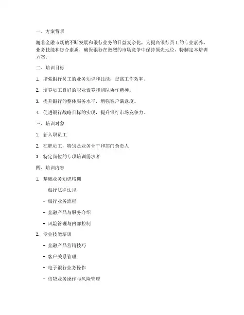 银行引航计划培训方案范文