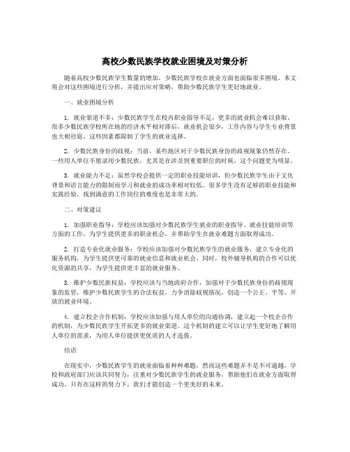 高校少数民族学校就业困境及对策分析