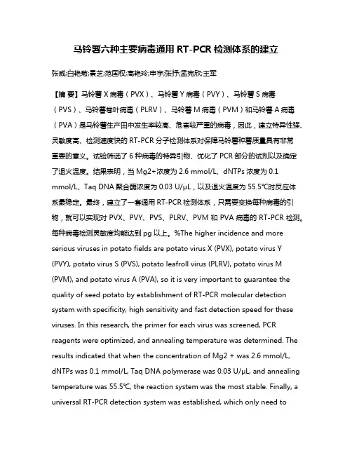 马铃薯六种主要病毒通用RT-PCR检测体系的建立