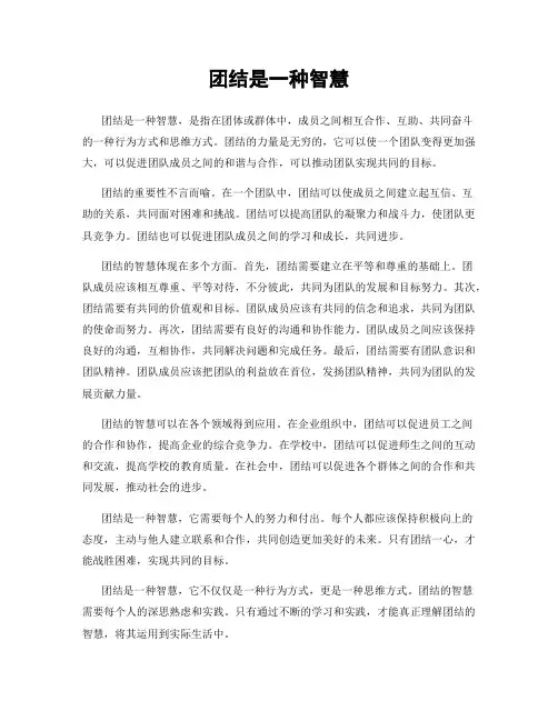 团结是一种智慧