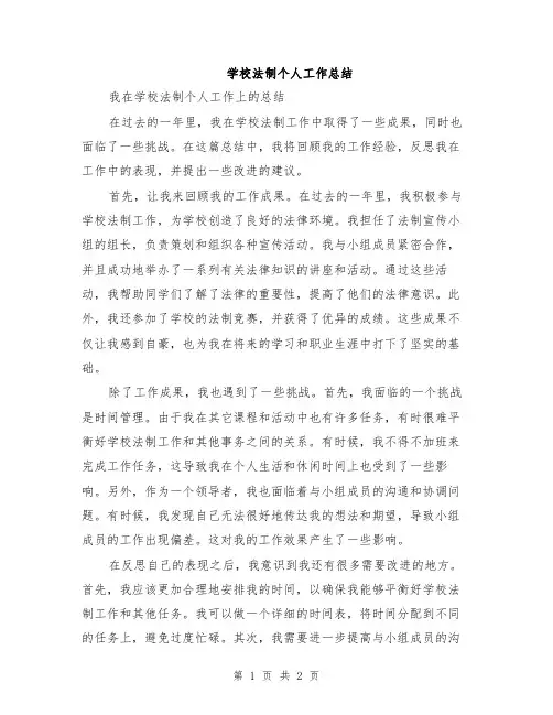 学校法制个人工作总结