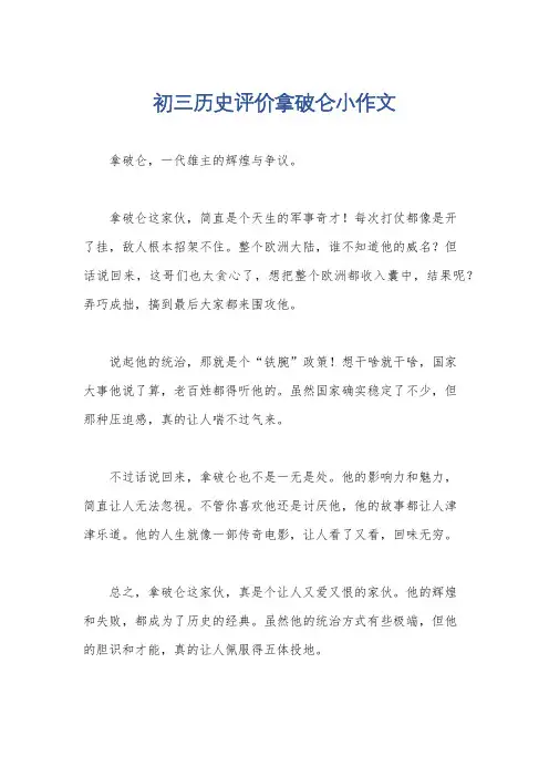 初三历史评价拿破仑小作文