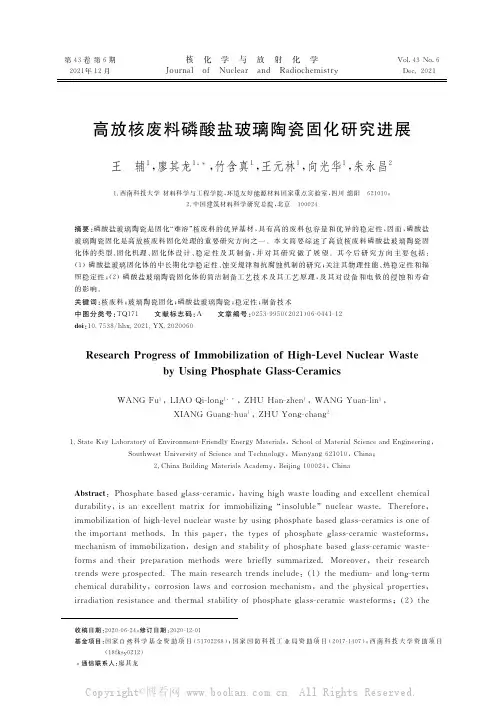 高放核废料磷酸盐玻璃陶瓷固化研究进展