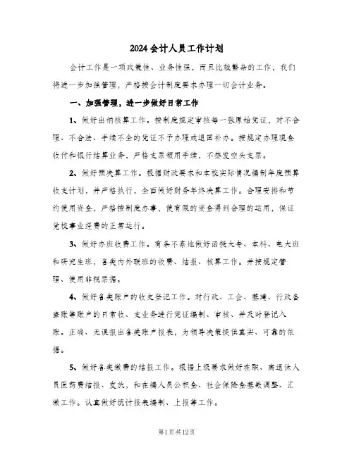 2024会计人员工作计划（四篇）