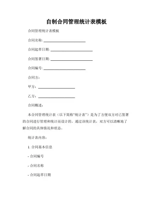 自制合同管理统计表模板