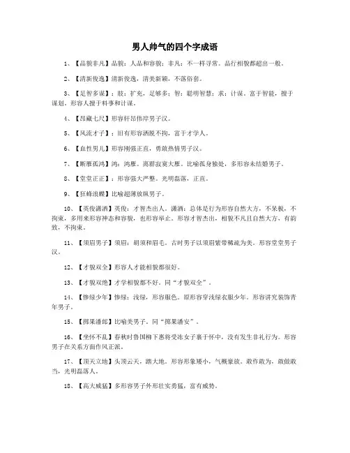 男人帅气的四个字成语