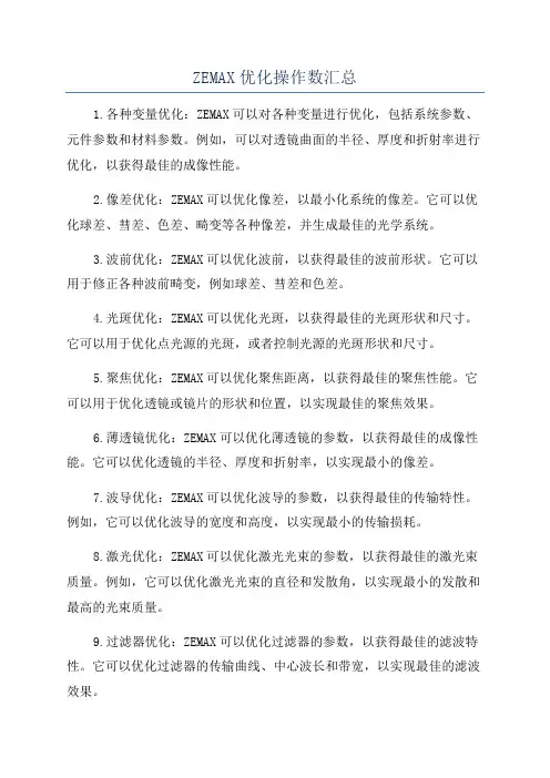 ZEMAX优化操作数汇总