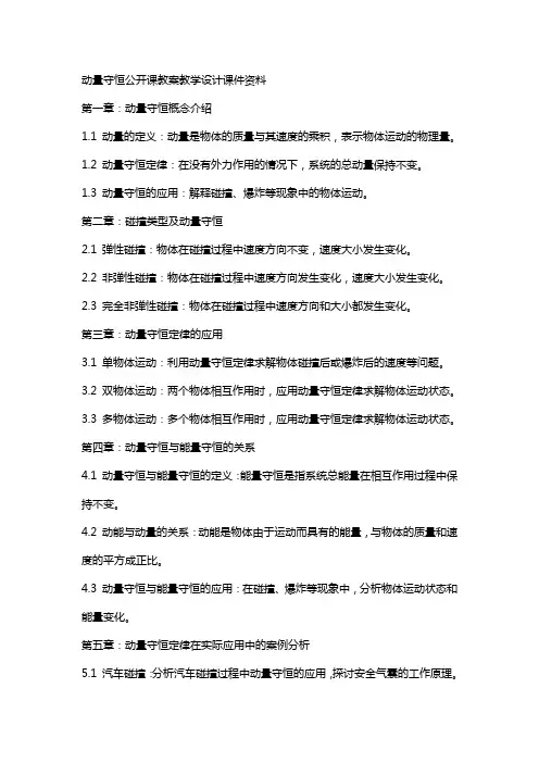 动量守恒公开课教案教学设计课件资料