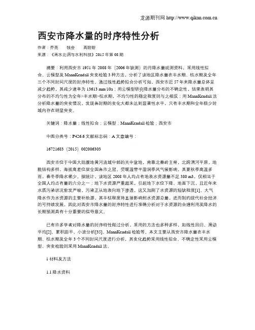 西安市降水量的时序特性分析