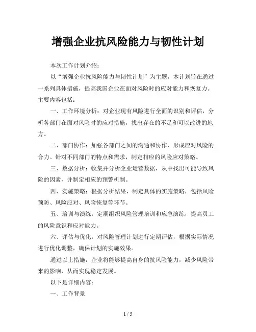 增强企业抗风险能力与韧性计划