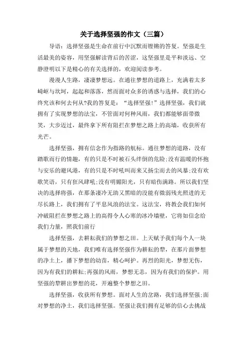 关于选择坚强的作文(三篇)