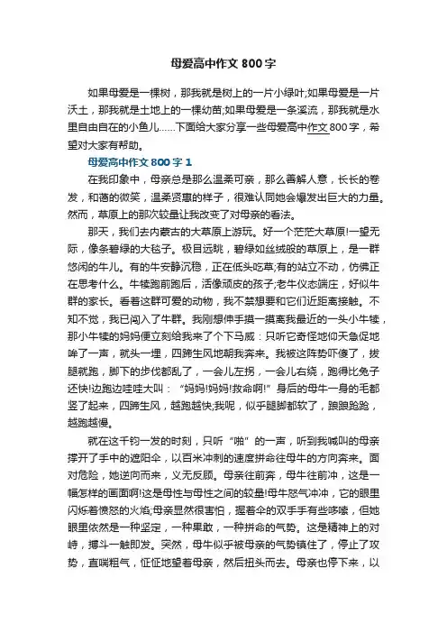 母爱高中作文800字5篇