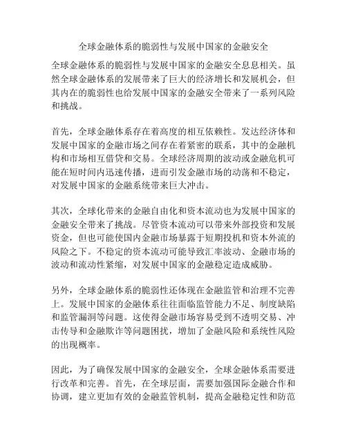 全球金融体系的脆弱性与发展中国家的金融安全