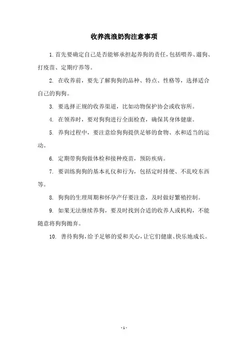 收养流浪奶狗注意事项