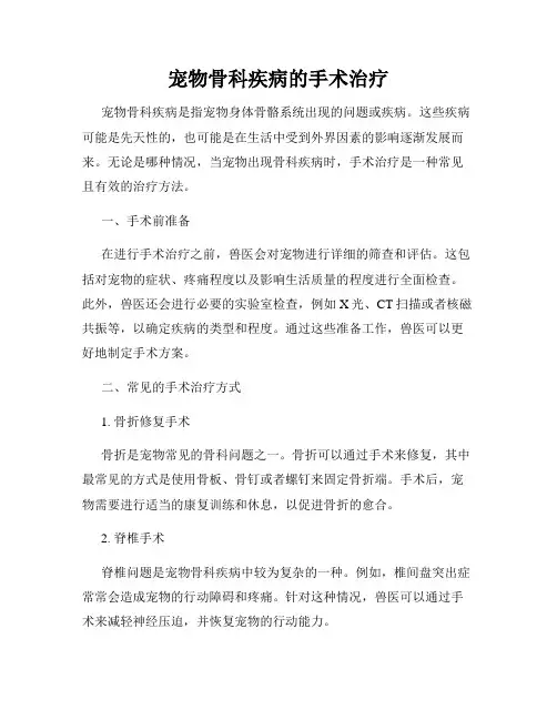 宠物骨科疾病的手术治疗
