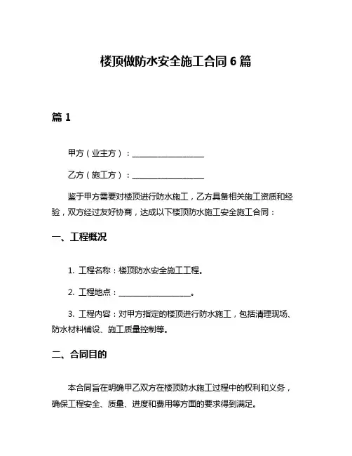 楼顶做防水安全施工合同6篇