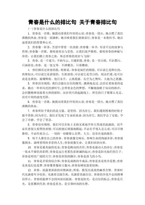青春是什么的排比句 关于青春排比句