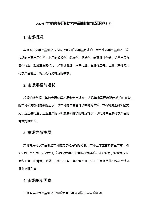 2024年其他专用化学产品制造市场环境分析