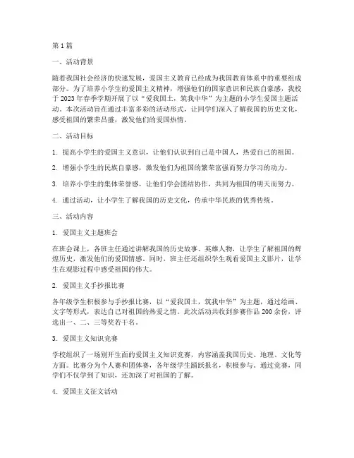 小学生爱国主题活动总结(3篇)