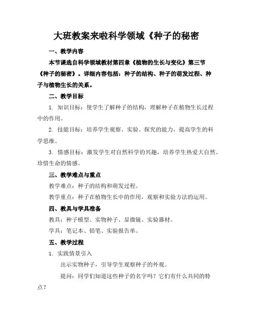 大班教案来啦科学领域《种子的秘密