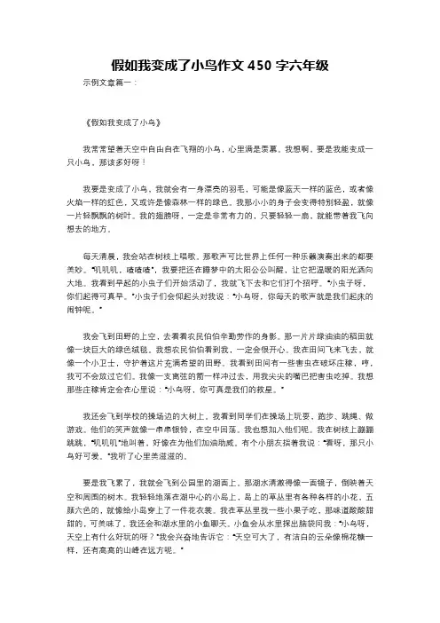 假如我变成了小鸟作文450字六年级