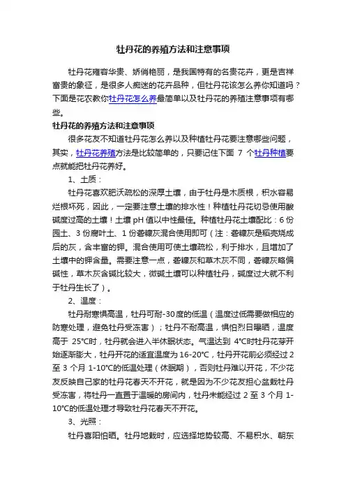 牡丹花的养殖方法和注意事项